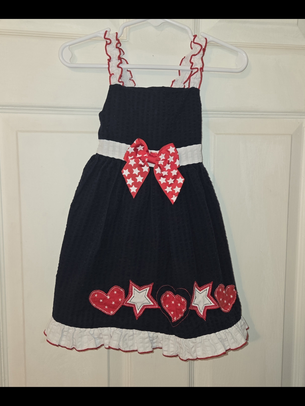 Sophie Rose Girls Navy Dress with Red Star Bow Sz 18 months